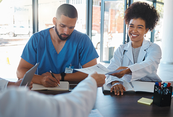 Doctors meeting with wound care partners